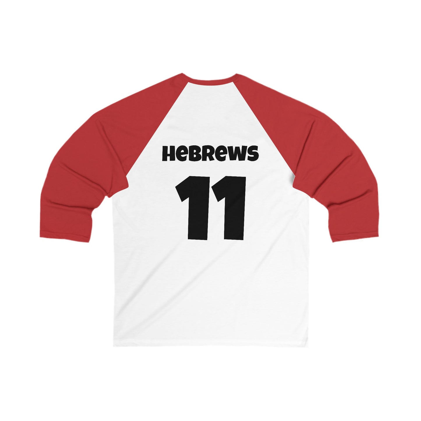 Faith Squad Baseball Tee — 'Faith Squad' Front with Hebrews 11 Back Raglan
