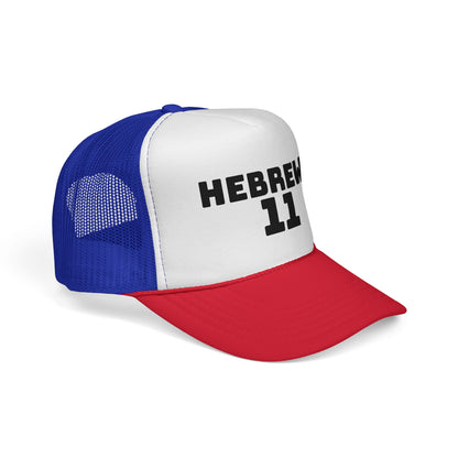 Hebrews 11 Trucker Cap — Christian Faith Bible Verse Mesh Hat