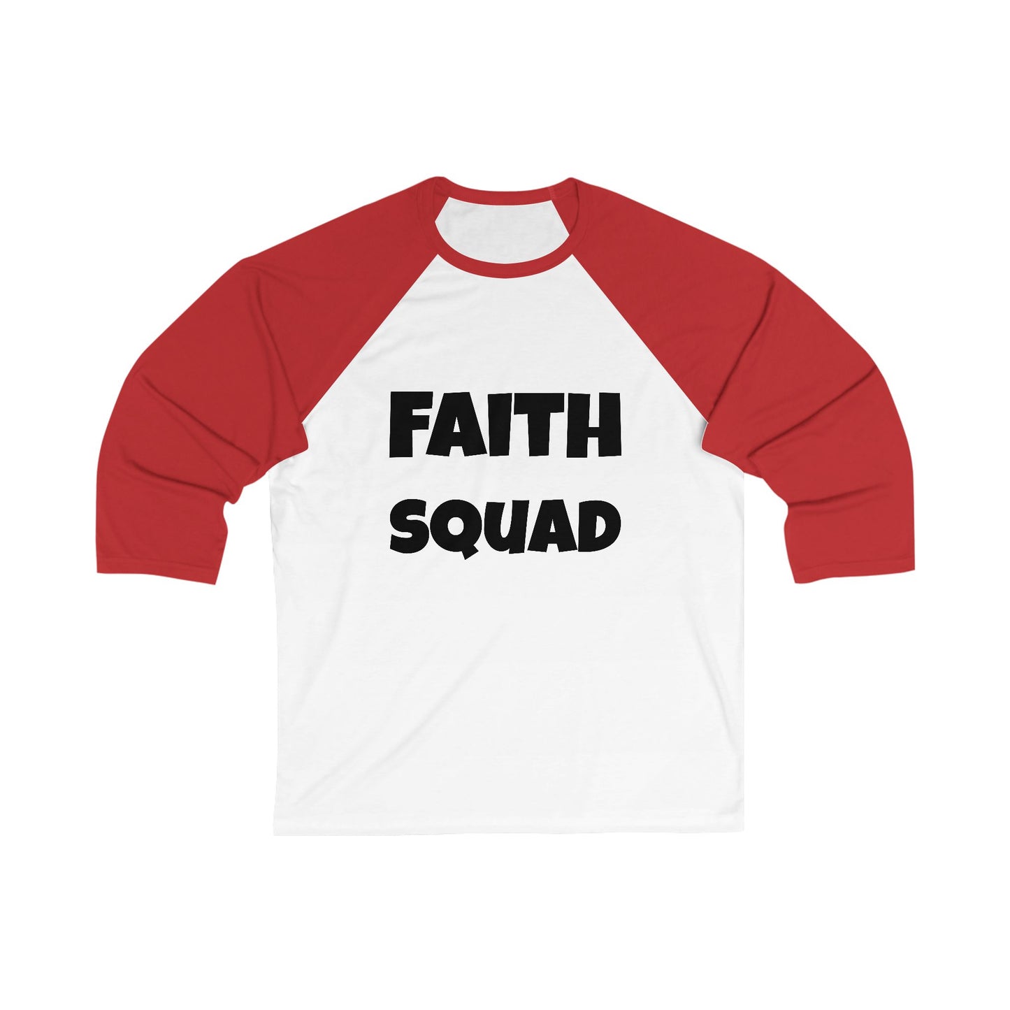 Faith Squad Baseball Tee — 'Faith Squad' Front with Hebrews 11 Back Raglan