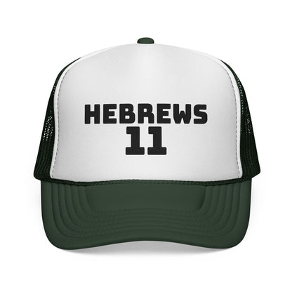 Hebrews 11 Trucker Cap — Christian Faith Bible Verse Mesh Hat