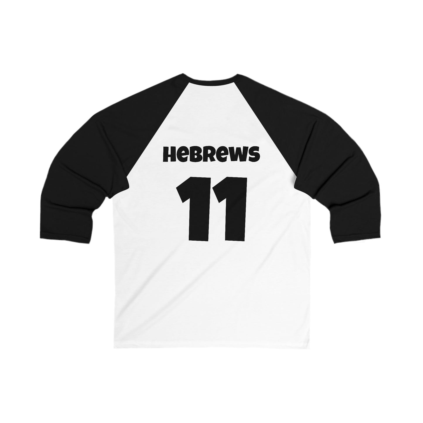 Faith Squad Baseball Tee — 'Faith Squad' Front with Hebrews 11 Back Raglan