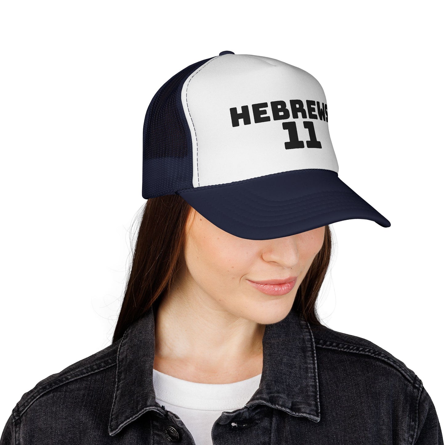 Hebrews 11 Trucker Cap — Christian Faith Bible Verse Mesh Hat