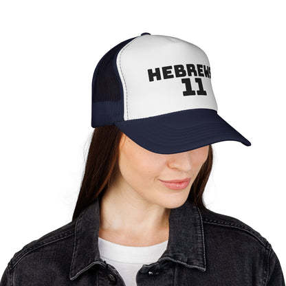 Hebrews 11 Trucker Cap — Christian Faith Bible Verse Mesh Hat