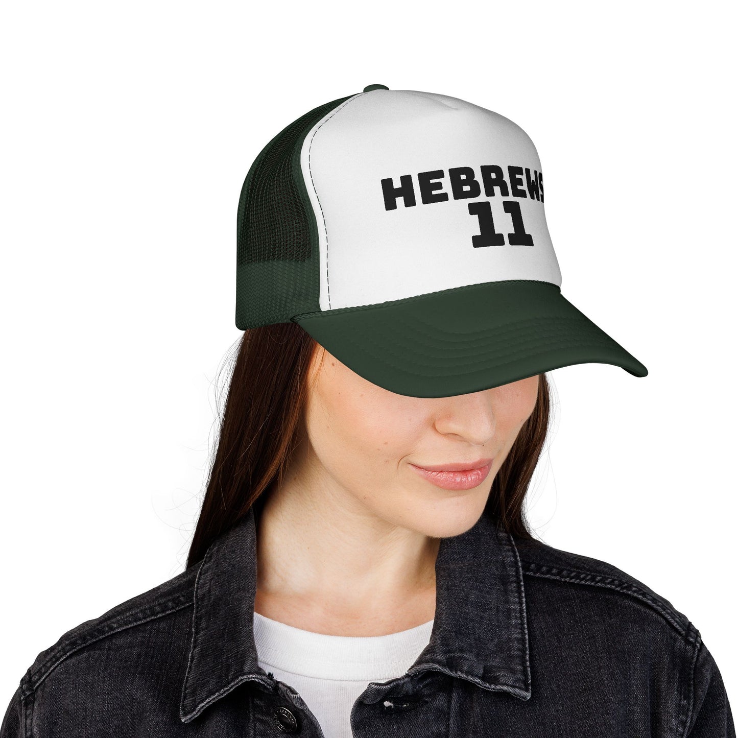 Hebrews 11 Trucker Cap — Christian Faith Bible Verse Mesh Hat