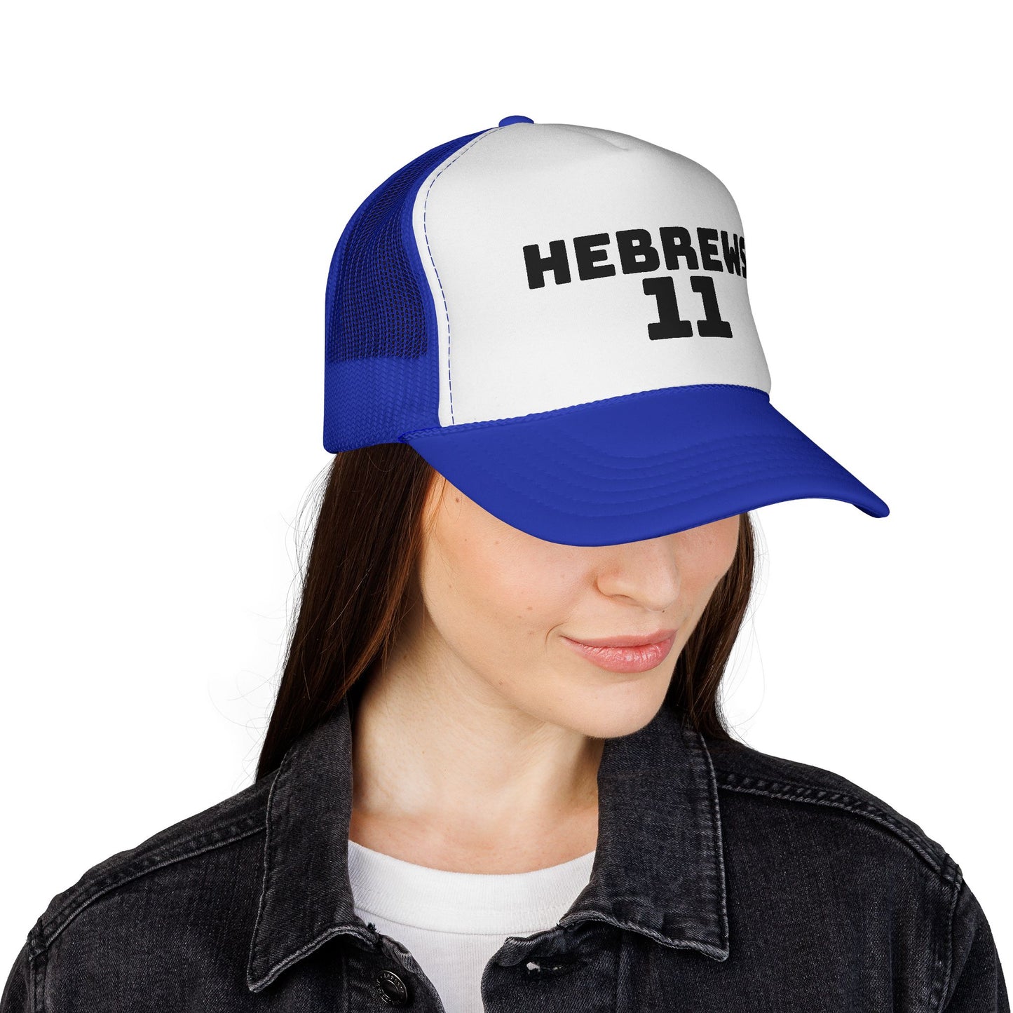 Hebrews 11 Trucker Cap — Christian Faith Bible Verse Mesh Hat