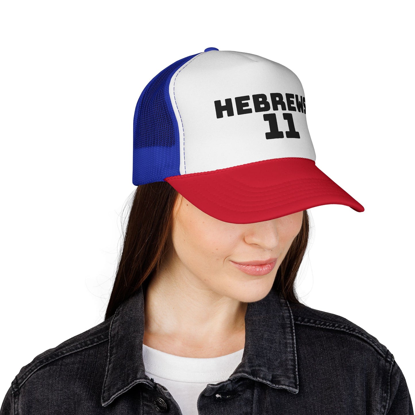 Hebrews 11 Trucker Cap — Christian Faith Bible Verse Mesh Hat