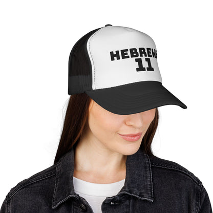 Hebrews 11 Trucker Cap — Christian Faith Bible Verse Mesh Hat